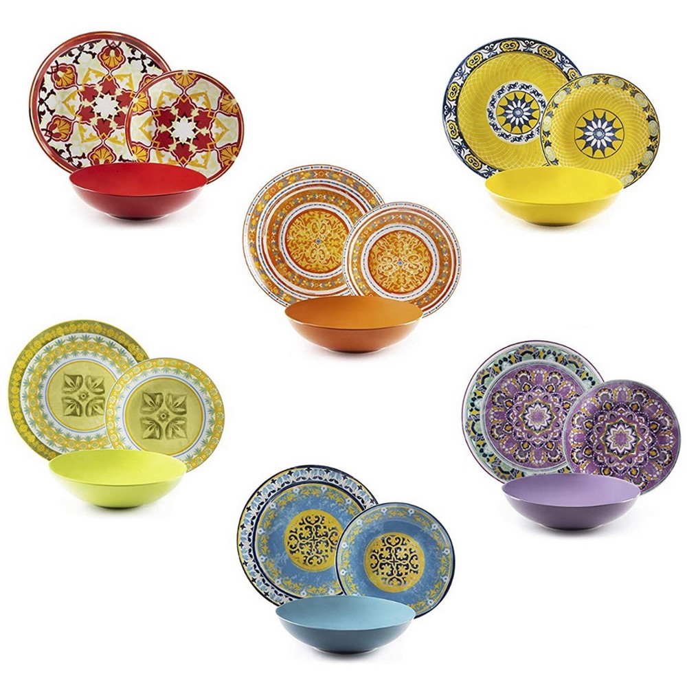 Etno Chic Table Service, Porcelain, Multicolored, 18 Units